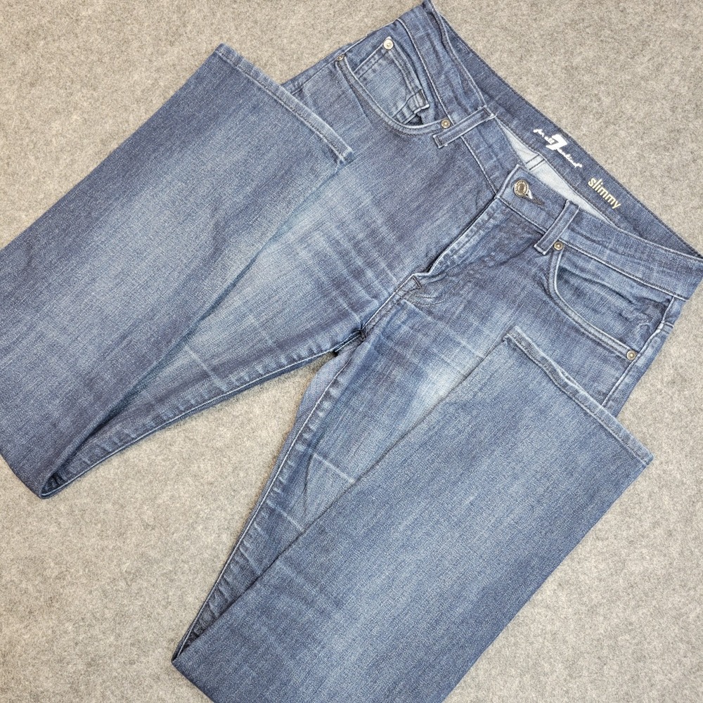 7 for All Mankind Jeans Mens 32 Blue Denim Stretch Slimmy Boho Streetwear Grunge